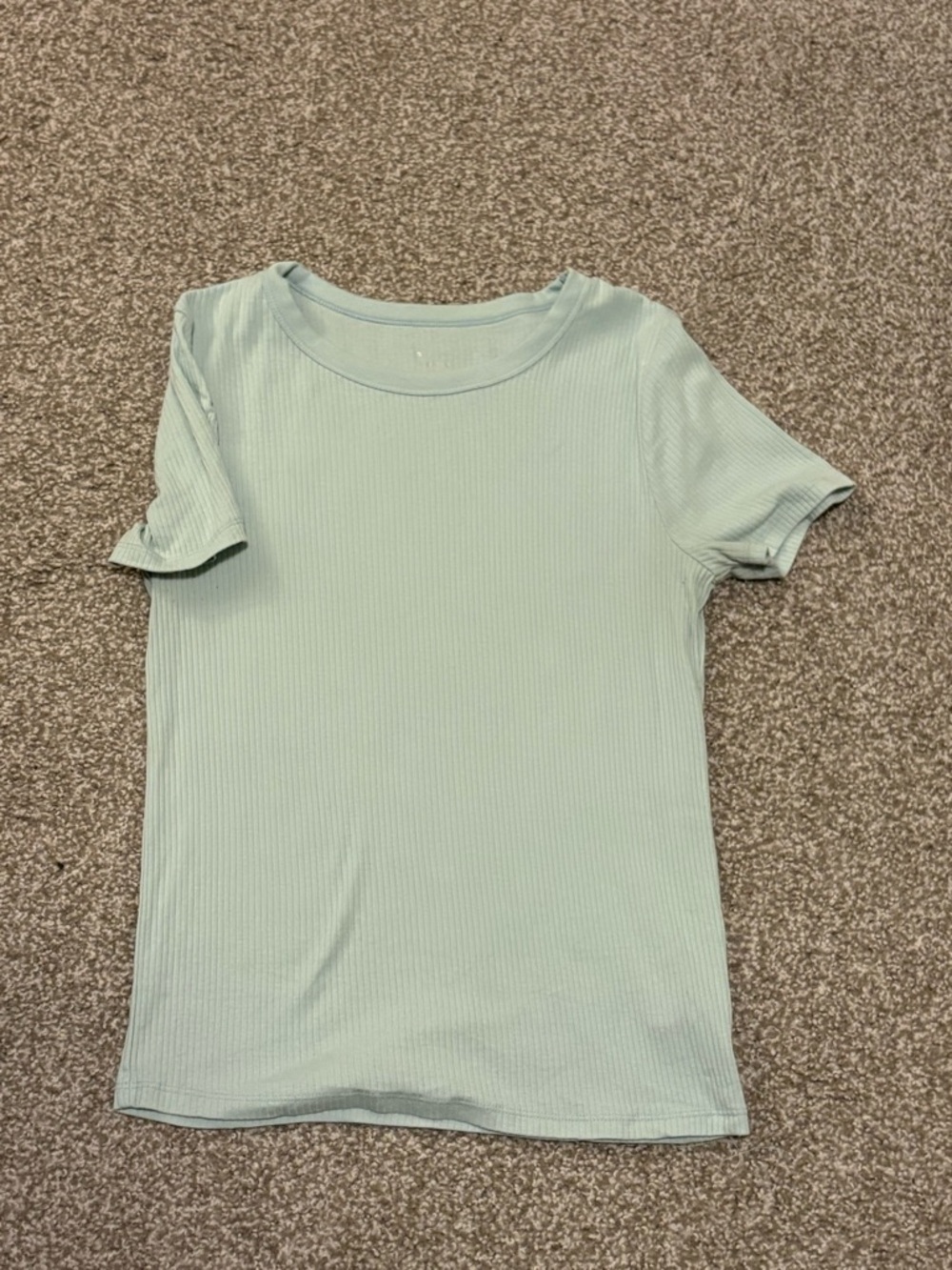 Light Mint Ribbed Short Sleeve Top - Women